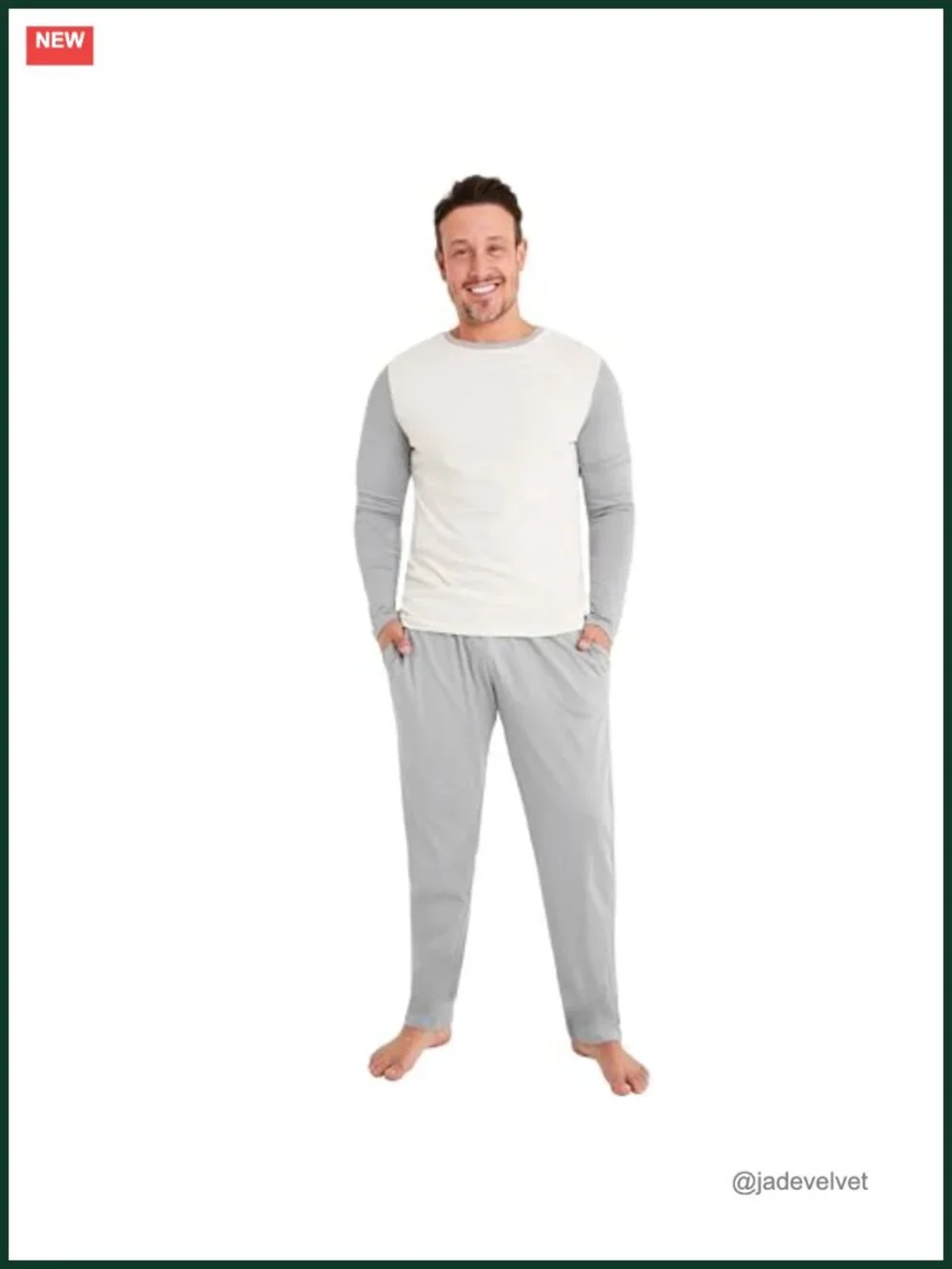 Cotton Pajama Set, Long Sleeve Loungewear for Men